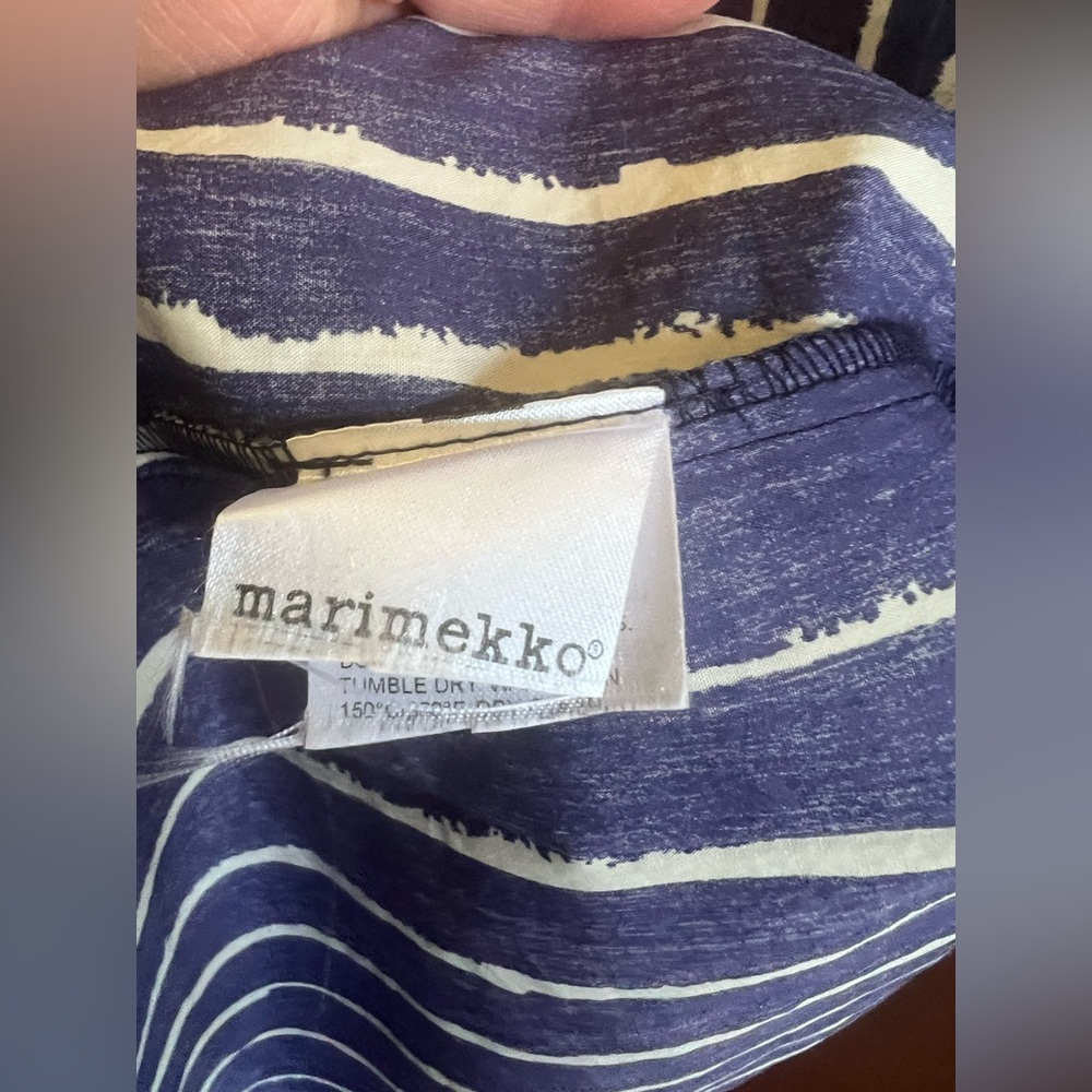 Marimekko Shirt Dress Piccolo Stripes Blue and White Size 40 (Medium) - Picture 15 of 15